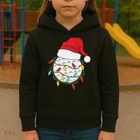 Christmas Golf Lights Santa Hat Funny Xmas Holiday Kids Hoodie thumb 3