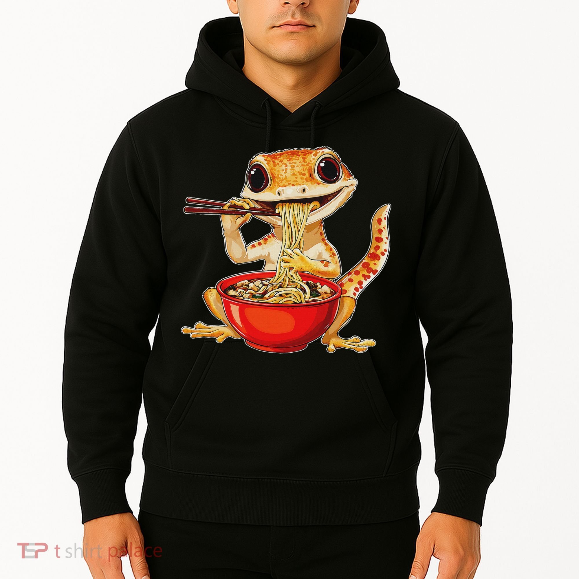 Crested Gecko Lizard Ramen Noodles Bowl Gift And Black Mediu Hoodie