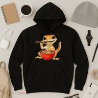 Crested Gecko Lizard Ramen Noodles Bowl Gift And Black Mediu Hoodie thumb 3