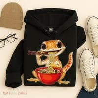 Crested Gecko Lizard Ramen Noodles Bowl Gift And Black Mediu Hoodie thumb 4