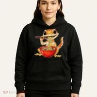 Crested Gecko Lizard Ramen Noodles Bowl Gift And Black Mediu Hoodie thumb 5