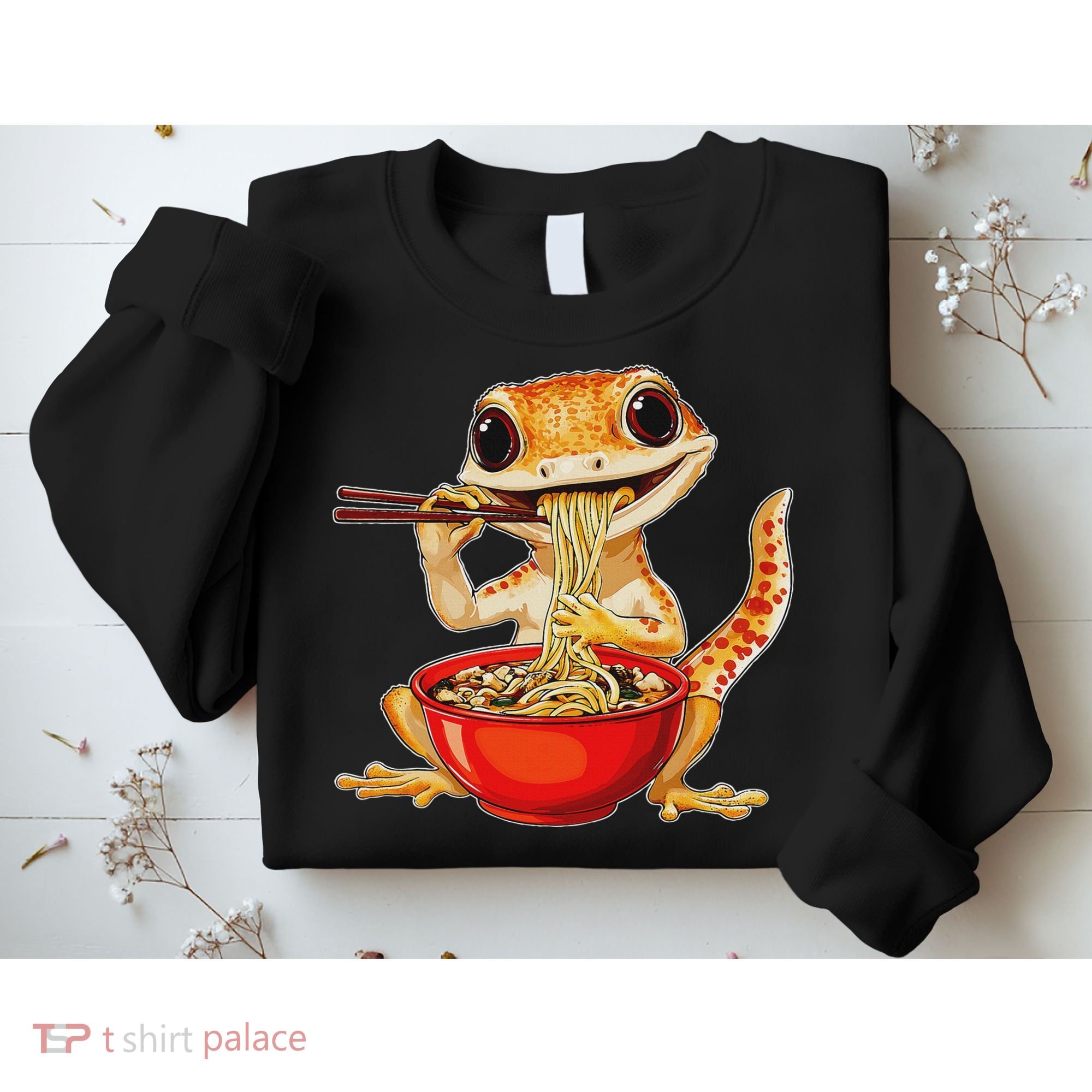 Crested Gecko Lizard Ramen Noodles Bowl Gift And Black Mediu Sweatshirt