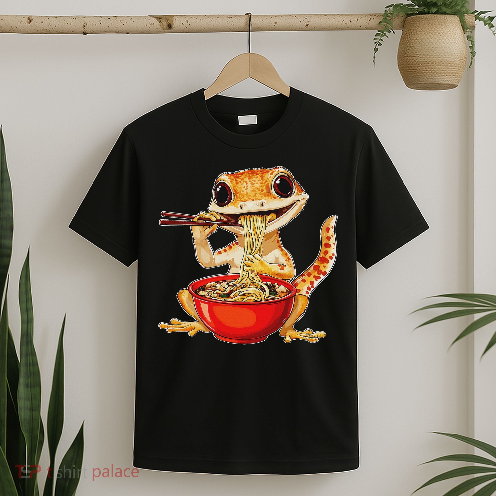 Crested Gecko Lizard Ramen Noodles Bowl Gift And Black Mediu T-Shirt