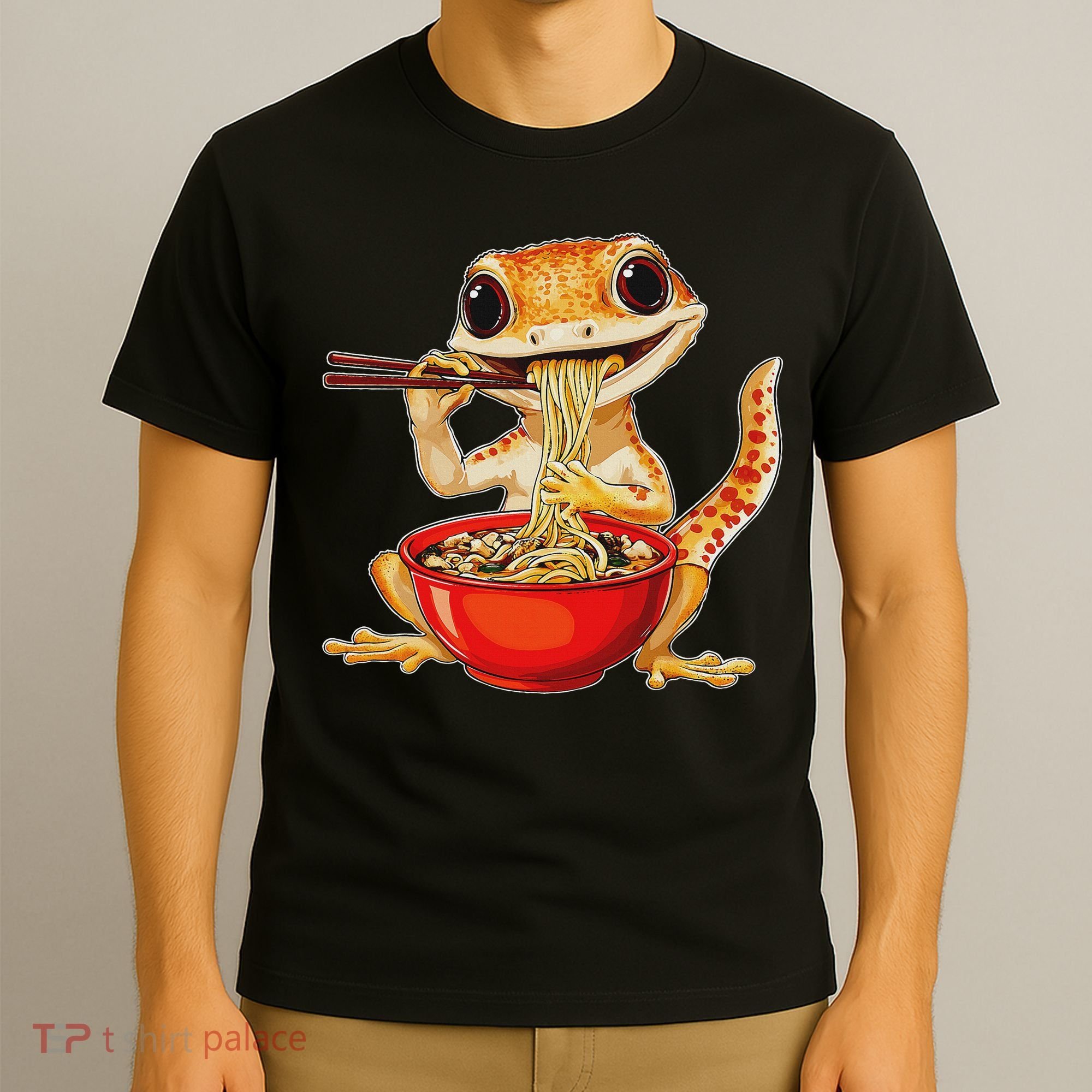 Crested Gecko Lizard Ramen Noodles Bowl Gift And Black Mediu T-Shirt