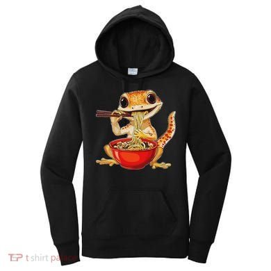 Crested Gecko Lizard Ramen Noodles Bowl Gift And Black Mediu Women's Hoodie