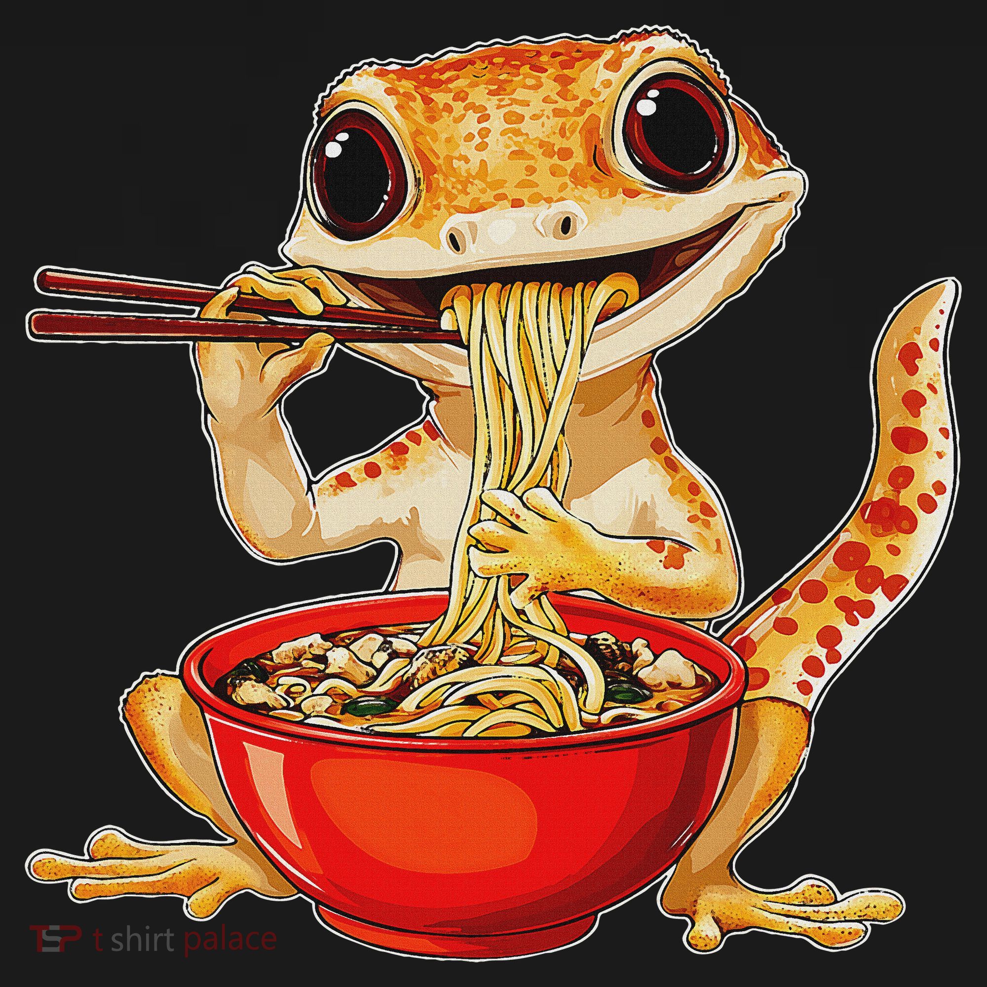 Crested Gecko Lizard Ramen Noodles Bowl Gift And Black Mediu Mousepad