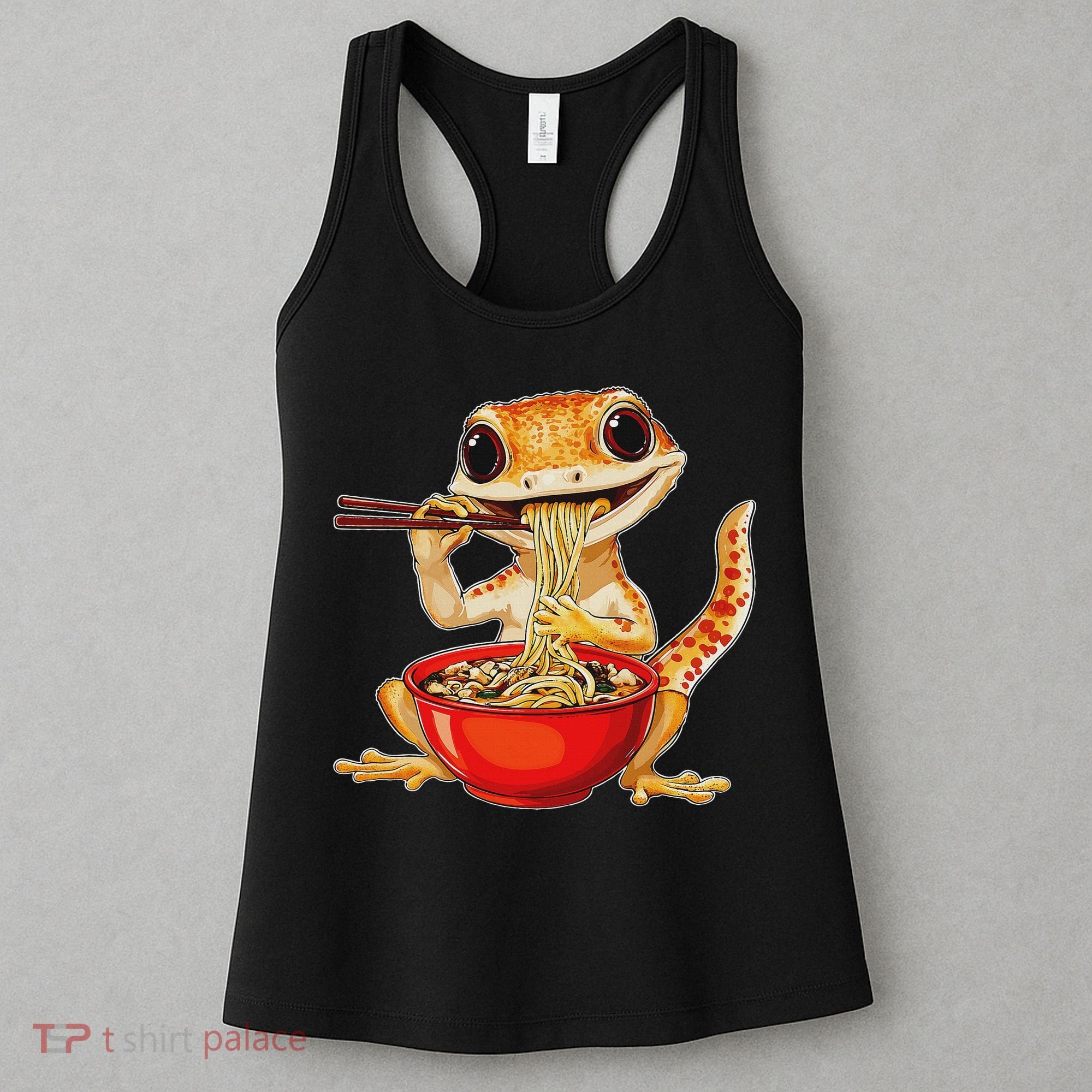 Crested Gecko Lizard Ramen Noodles Bowl Gift And Black Mediu Women's Tank Top