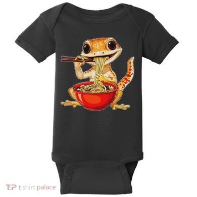 Crested Gecko Lizard Ramen Noodles Bowl Gift And Black Mediu Baby Bodysuit
