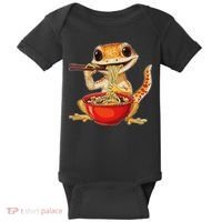 Crested Gecko Lizard Ramen Noodles Bowl Gift And Black Mediu Baby Bodysuit thumb 0