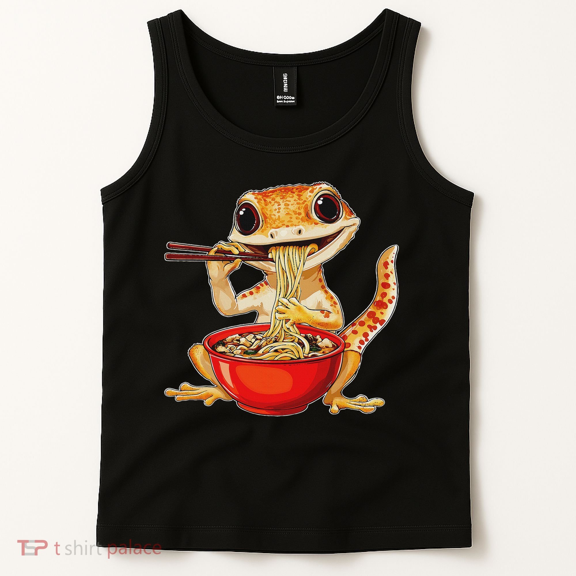 Crested Gecko Lizard Ramen Noodles Bowl Gift And Black Mediu Tank Top