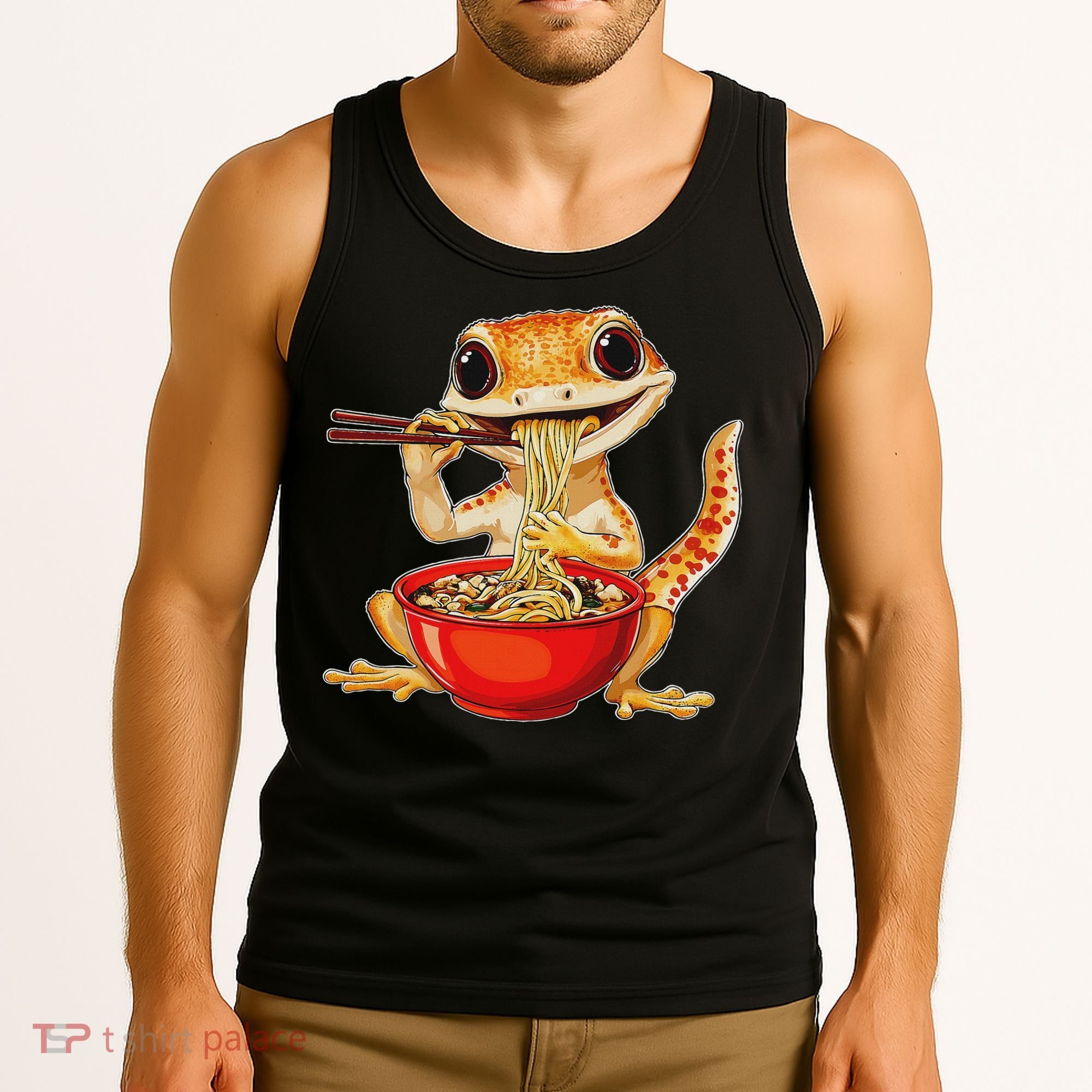 Crested Gecko Lizard Ramen Noodles Bowl Gift And Black Mediu Tank Top