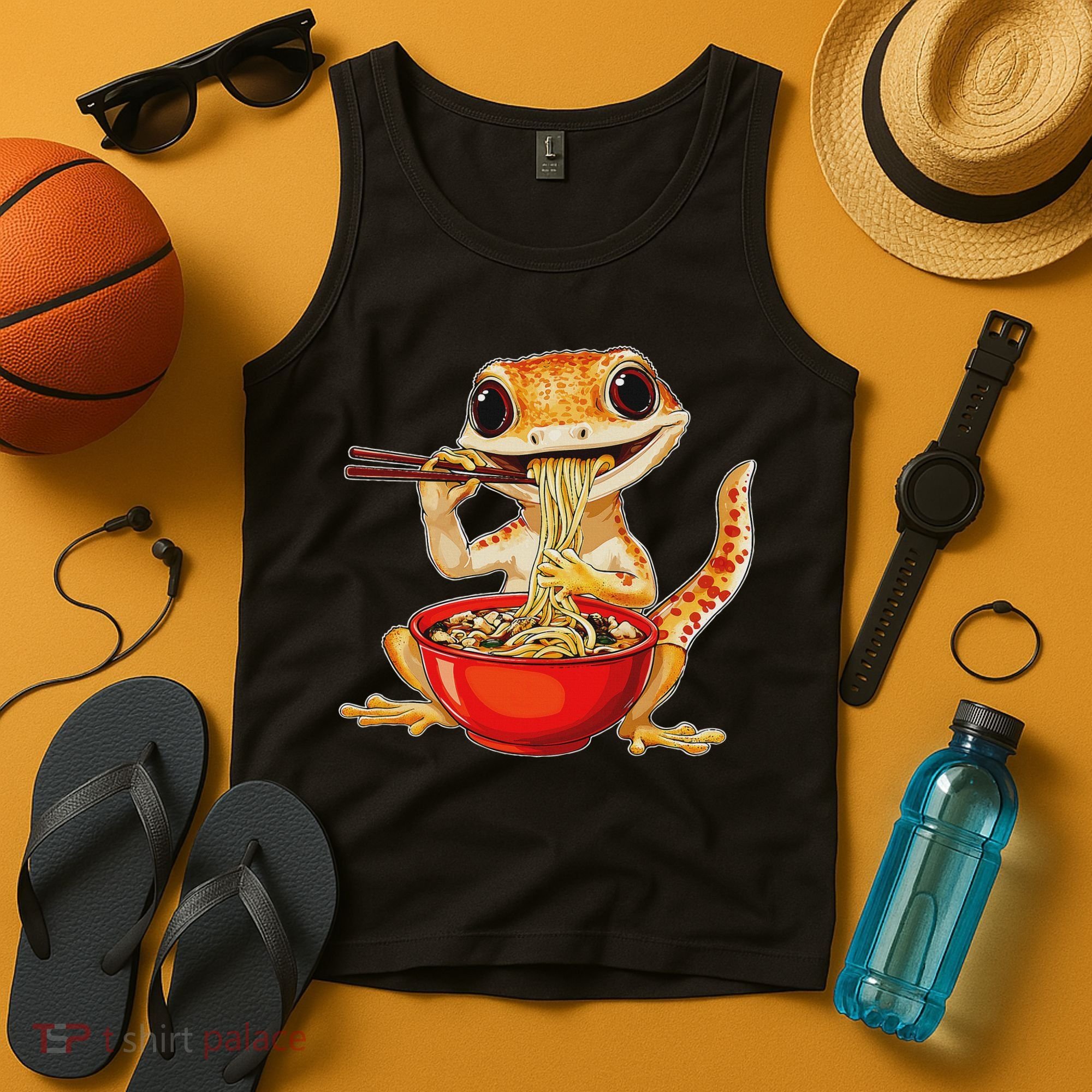 Crested Gecko Lizard Ramen Noodles Bowl Gift And Black Mediu Tank Top