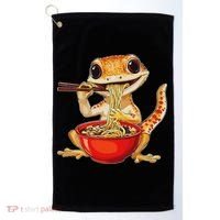 Crested Gecko Lizard Ramen Noodles Bowl Gift And Black Mediu Golf Towel thumb 0