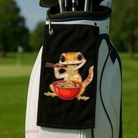 Crested Gecko Lizard Ramen Noodles Bowl Gift And Black Mediu Golf Towel thumb 2