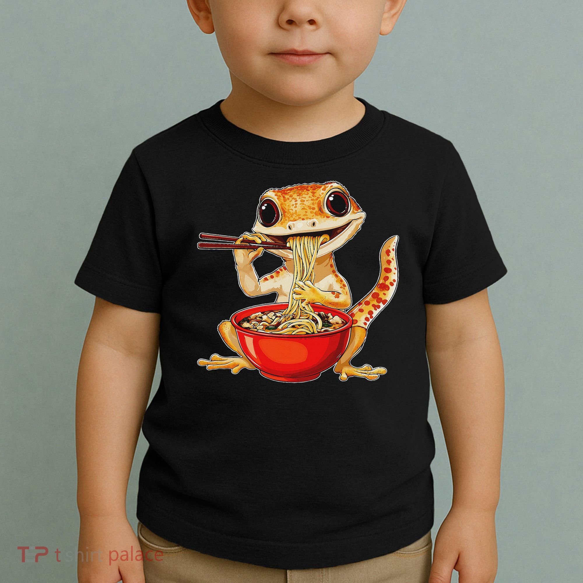 Crested Gecko Lizard Ramen Noodles Bowl Gift And Black Mediu Toddler T-Shirt