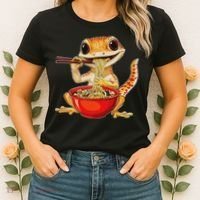 Crested Gecko Lizard Ramen Noodles Bowl Gift And Black Mediu Women's T-Shirt thumb 2