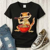 Crested Gecko Lizard Ramen Noodles Bowl Gift And Black Mediu Women's T-Shirt thumb 3