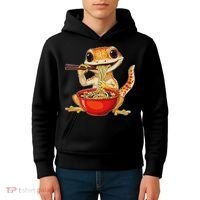 Crested Gecko Lizard Ramen Noodles Bowl Gift And Black Mediu Kids Hoodie thumb 4