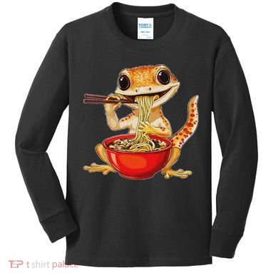 Crested Gecko Lizard Ramen Noodles Bowl Gift And Black Mediu Kids Long Sleeve Shirt