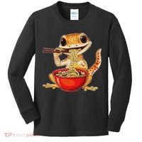 Crested Gecko Lizard Ramen Noodles Bowl Gift And Black Mediu Kids Long Sleeve Shirt thumb 0