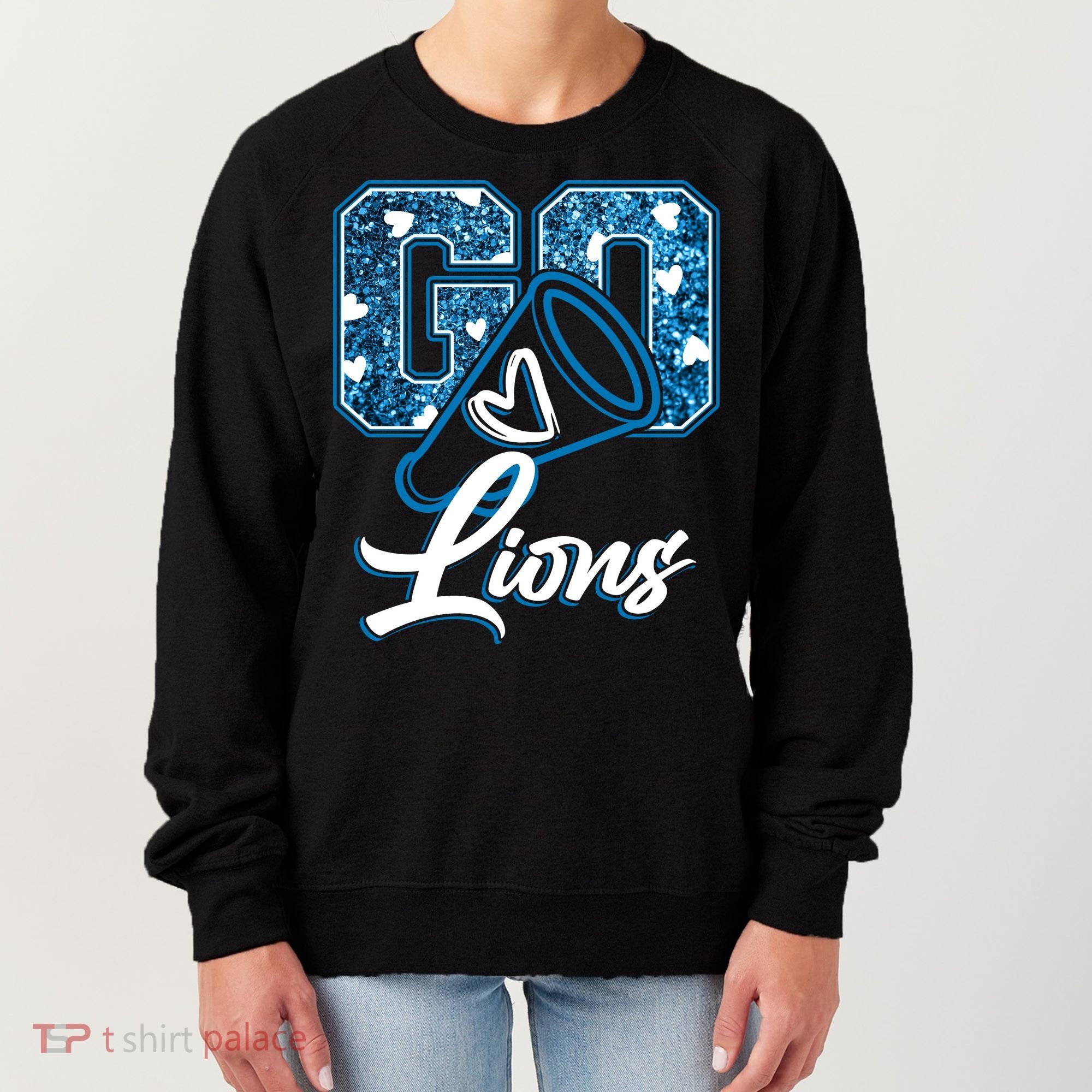 Cute Go Lions Cheer Megaphone Football Fan Women's Sweatshirt