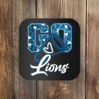 Cute Go Lions Cheer Megaphone Football Fan Coaster thumb 0