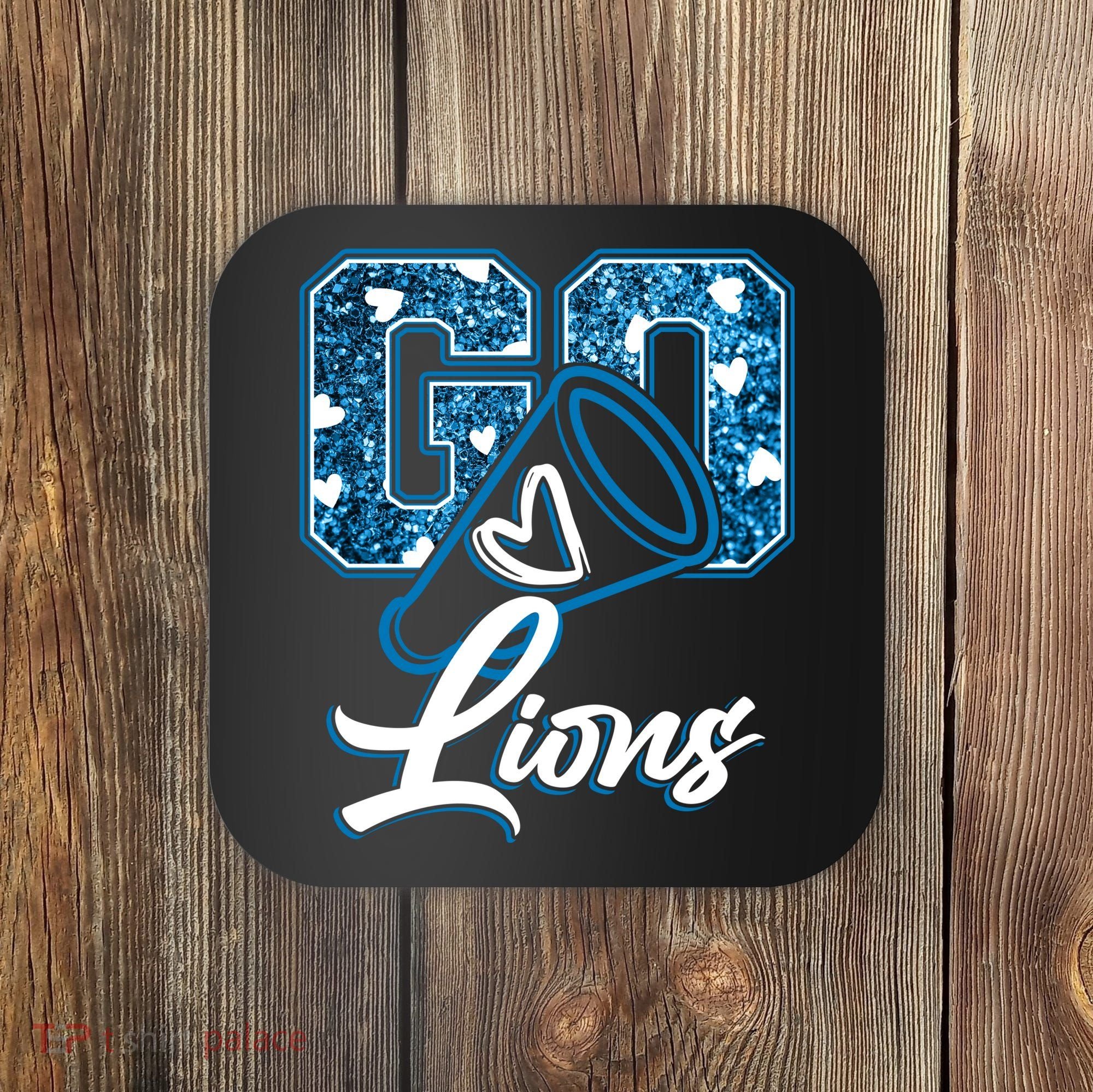 Cute Go Lions Cheer Megaphone Football Fan Coaster