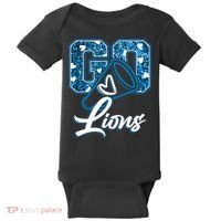 Cute Go Lions Cheer Megaphone Football Fan Baby Bodysuit thumb 0