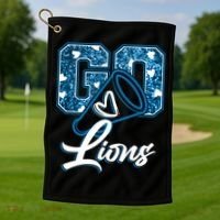 Cute Go Lions Cheer Megaphone Football Fan Golf Towel thumb 1