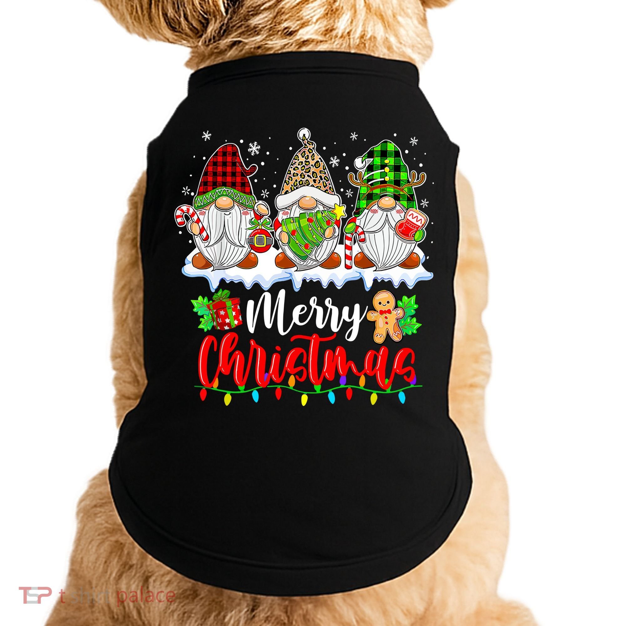 Cute Gnomes Light Family Gnome Xmas Matching Merry Christmas Gift Doggie Tank