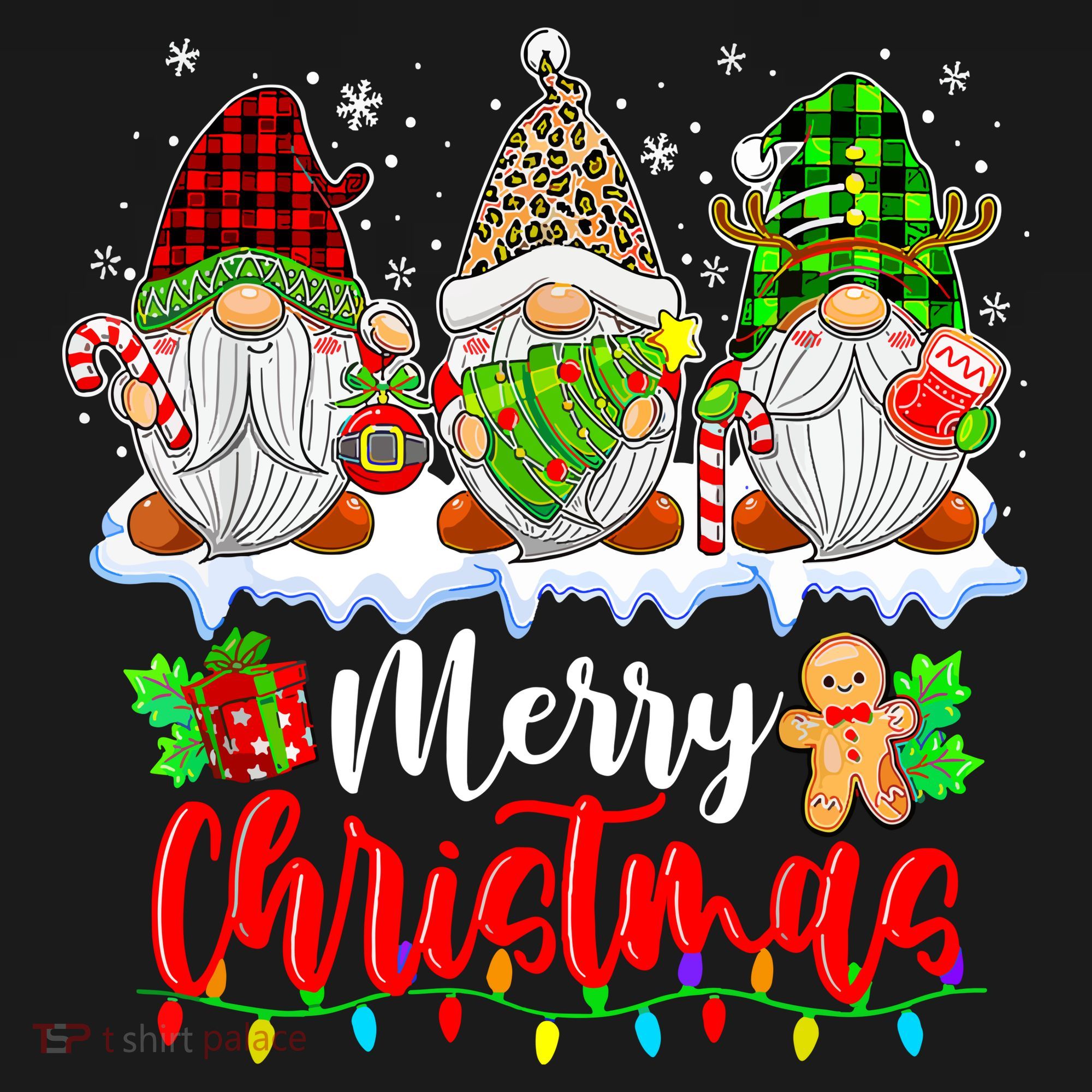 Cute Gnomes Light Family Gnome Xmas Matching Merry Christmas Gift Doggie Tank