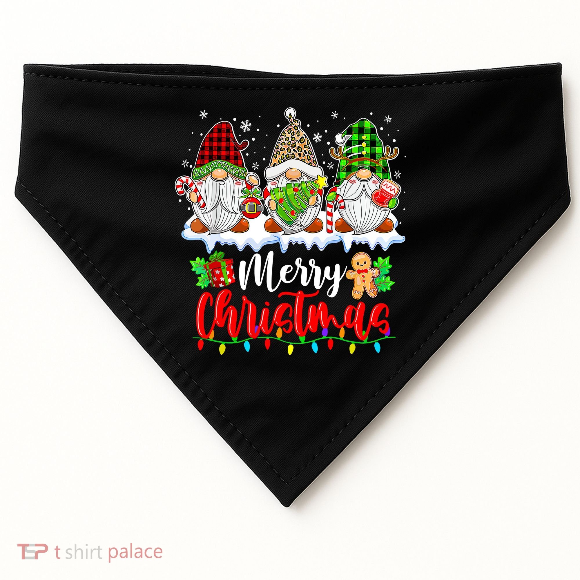 Cute Gnomes Light Family Gnome Xmas Matching Merry Christmas Gift USA-Made Doggie Bandana