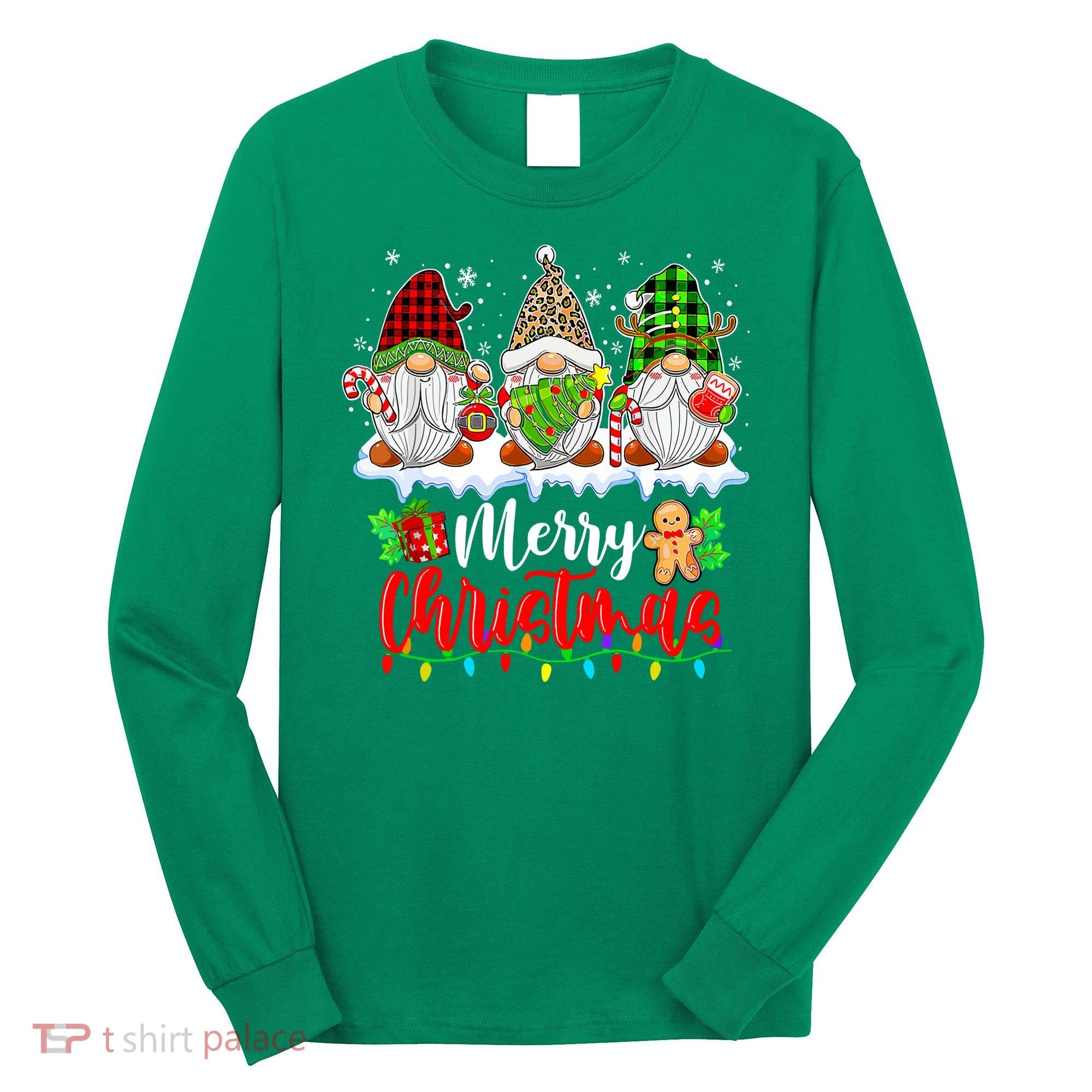 Cute Gnomes Light Family Gnome Xmas Matching Merry Christmas Gift Long Sleeve Shirt
