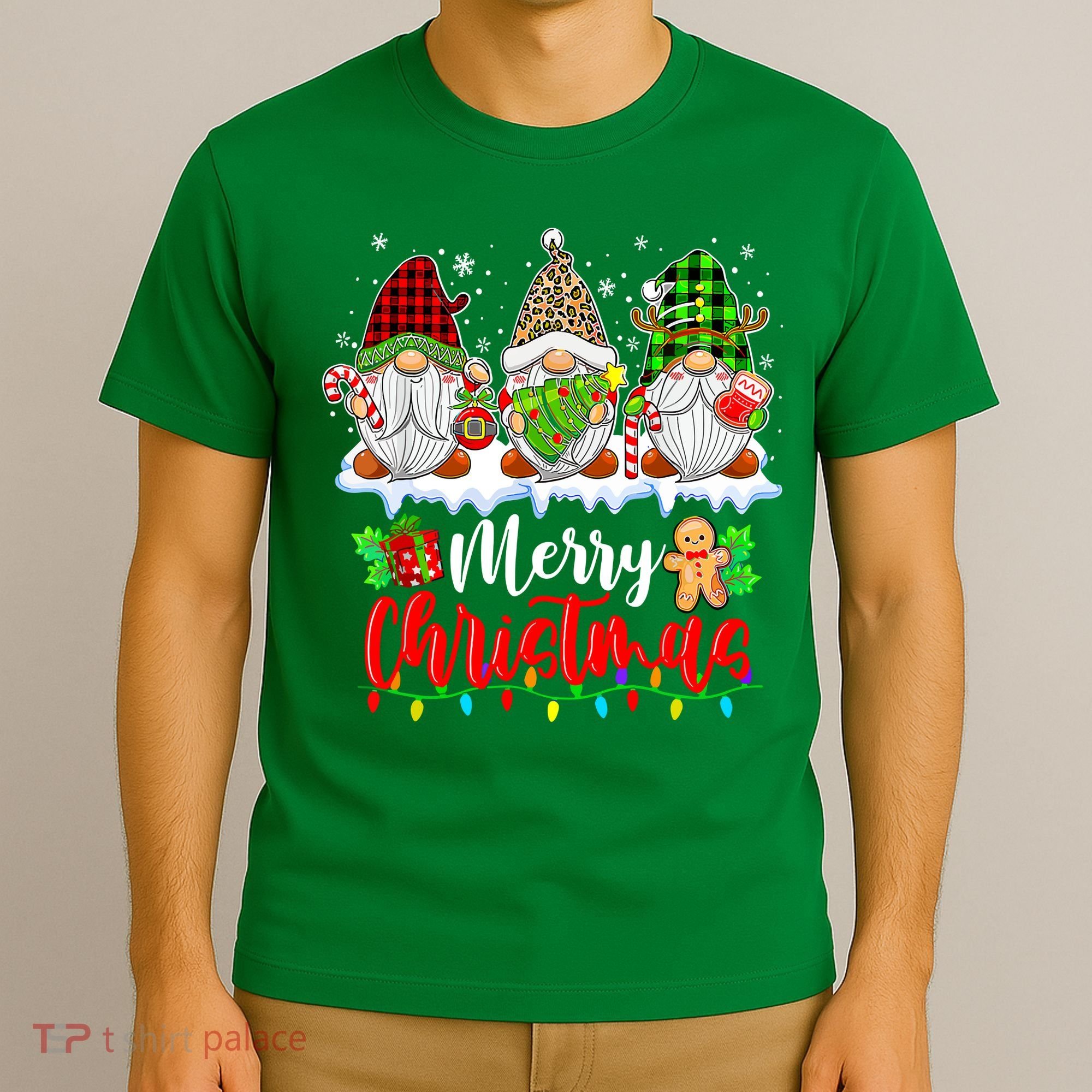 Cute Gnomes Light Family Gnome Xmas Matching Merry Christmas Gift T-Shirt