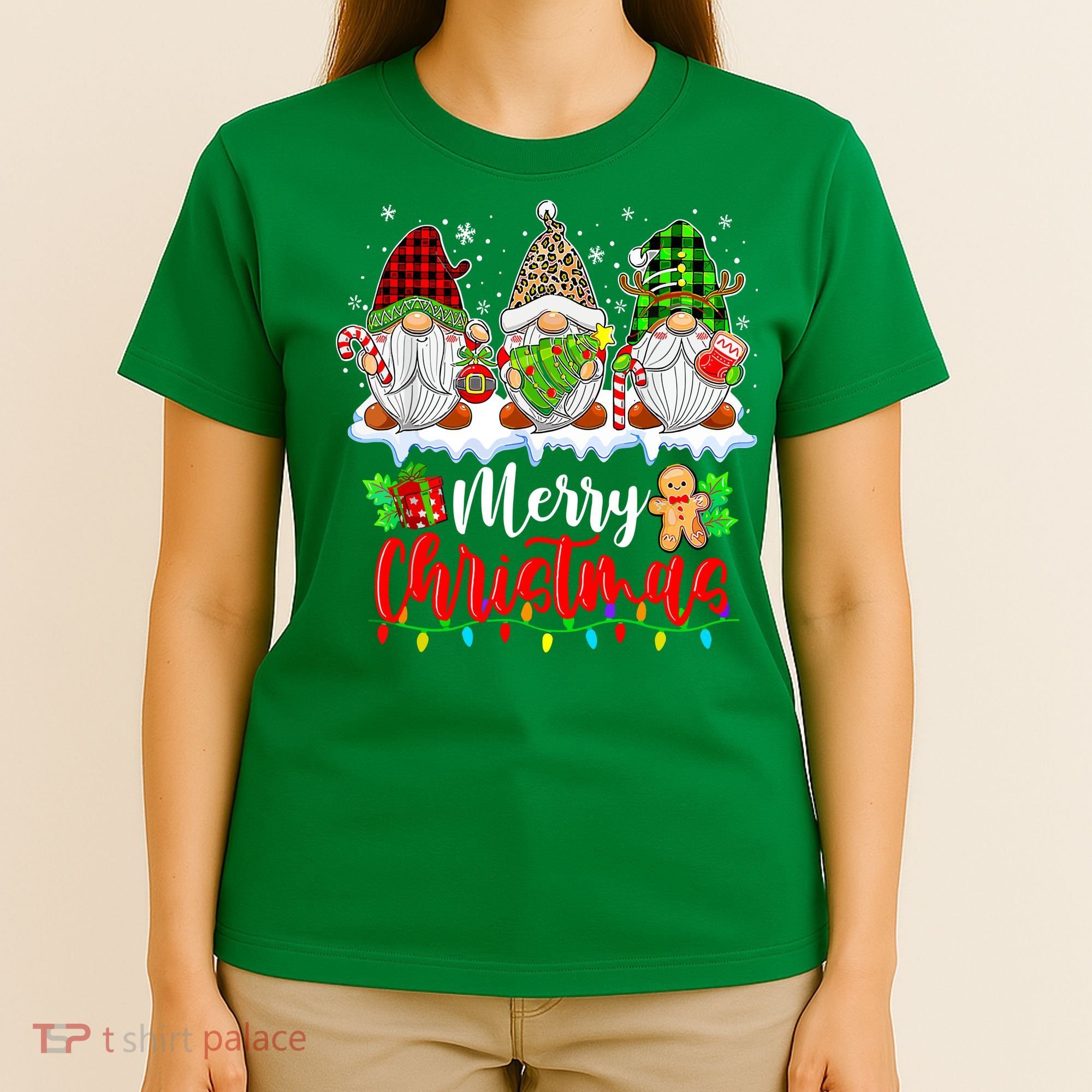 Cute Gnomes Light Family Gnome Xmas Matching Merry Christmas Gift T-Shirt