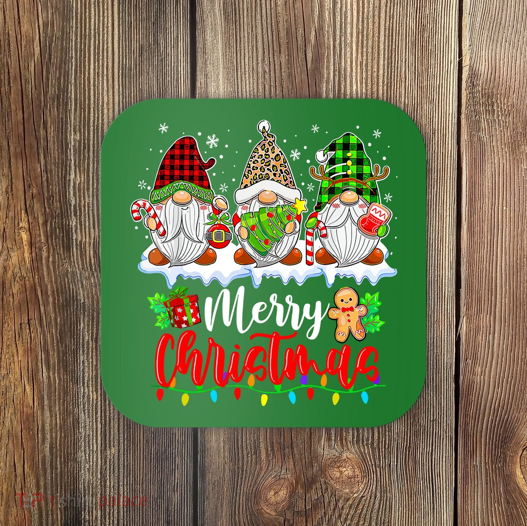 Cute Gnomes Light Family Gnome Xmas Matching Merry Christmas Gift Coaster