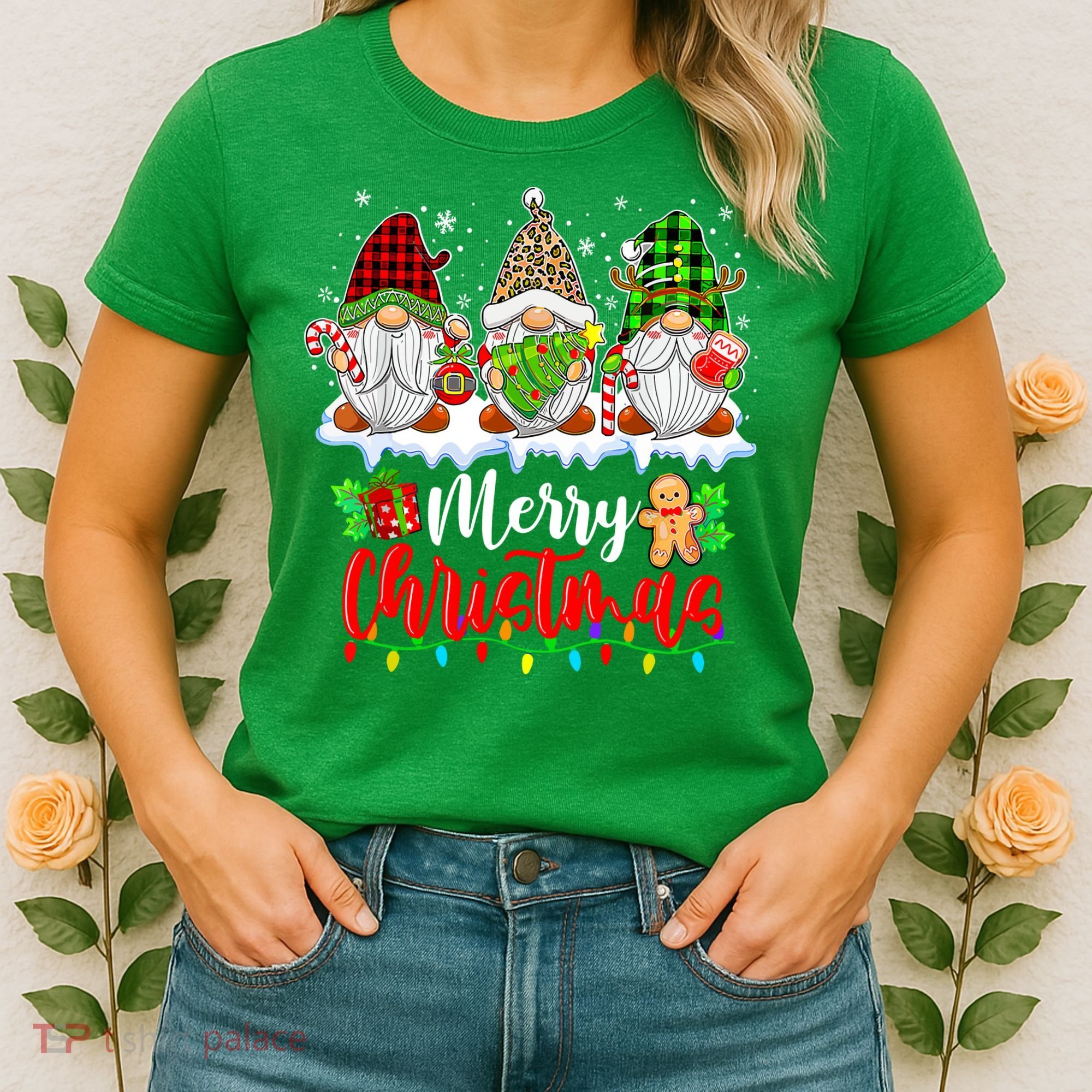 Cute Gnomes Light Family Gnome Xmas Matching Merry Christmas Gift Women's T-Shirt