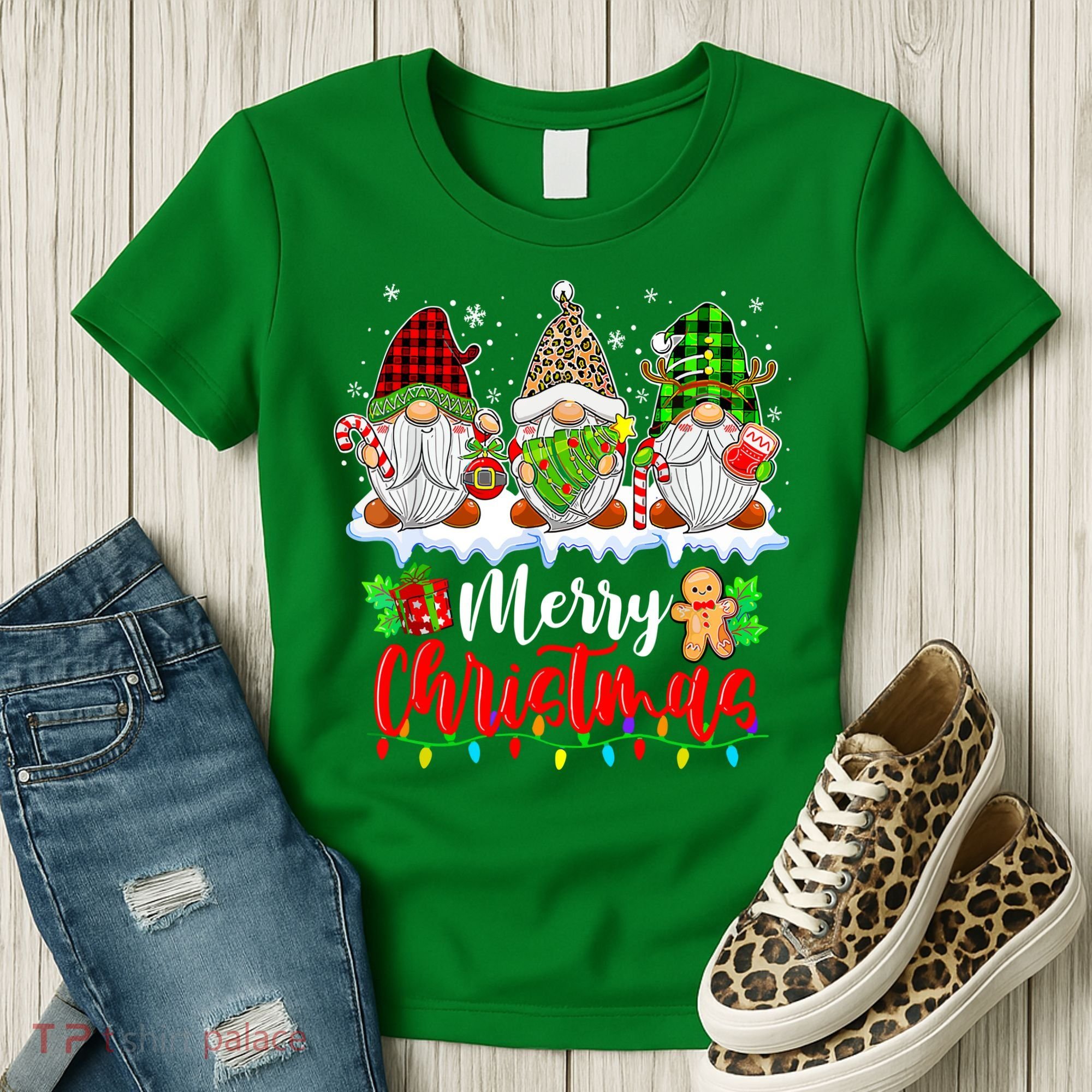 Cute Gnomes Light Family Gnome Xmas Matching Merry Christmas Gift Women's T-Shirt