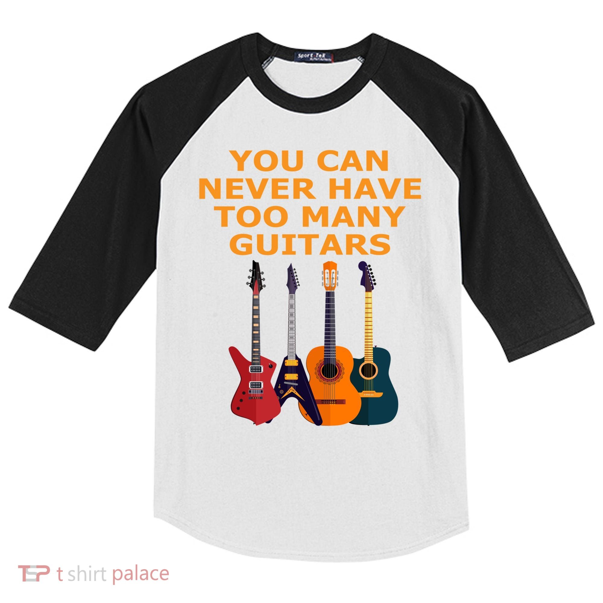Cute Guitar Lover Gift You Can Never Have Too Many Guitars Gift Kids Colorblock Raglan Jersey