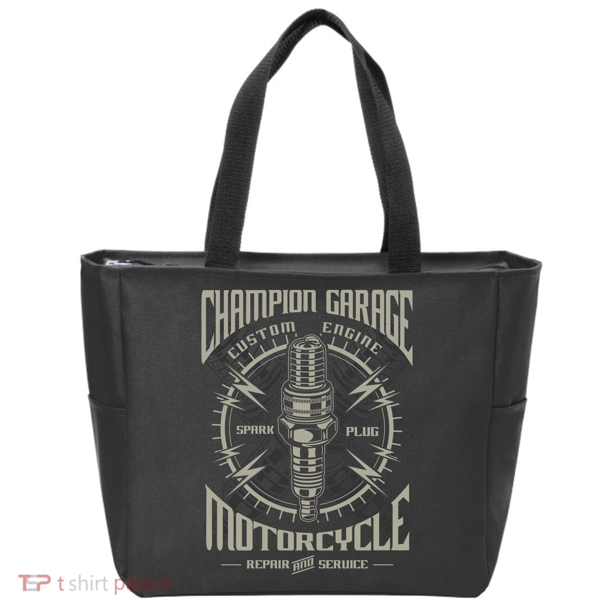 Champion Garage Motorcycle Tote Bag