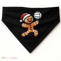 Cute Gingerbread Man Volleyball Christmas  USA-Made Doggie Bandana thumb 0