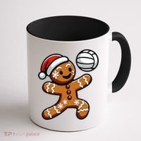 Cute Gingerbread Man Volleyball Christmas  Coffee Mug thumb 1