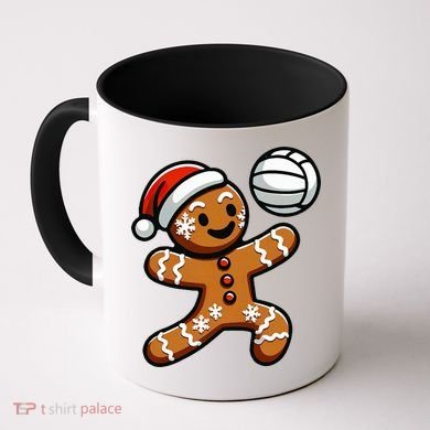 Cute Gingerbread Man Volleyball Christmas  Coffee Mug
