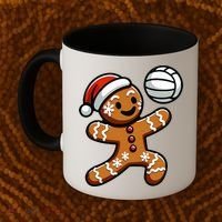 Cute Gingerbread Man Volleyball Christmas  Coffee Mug thumb 2