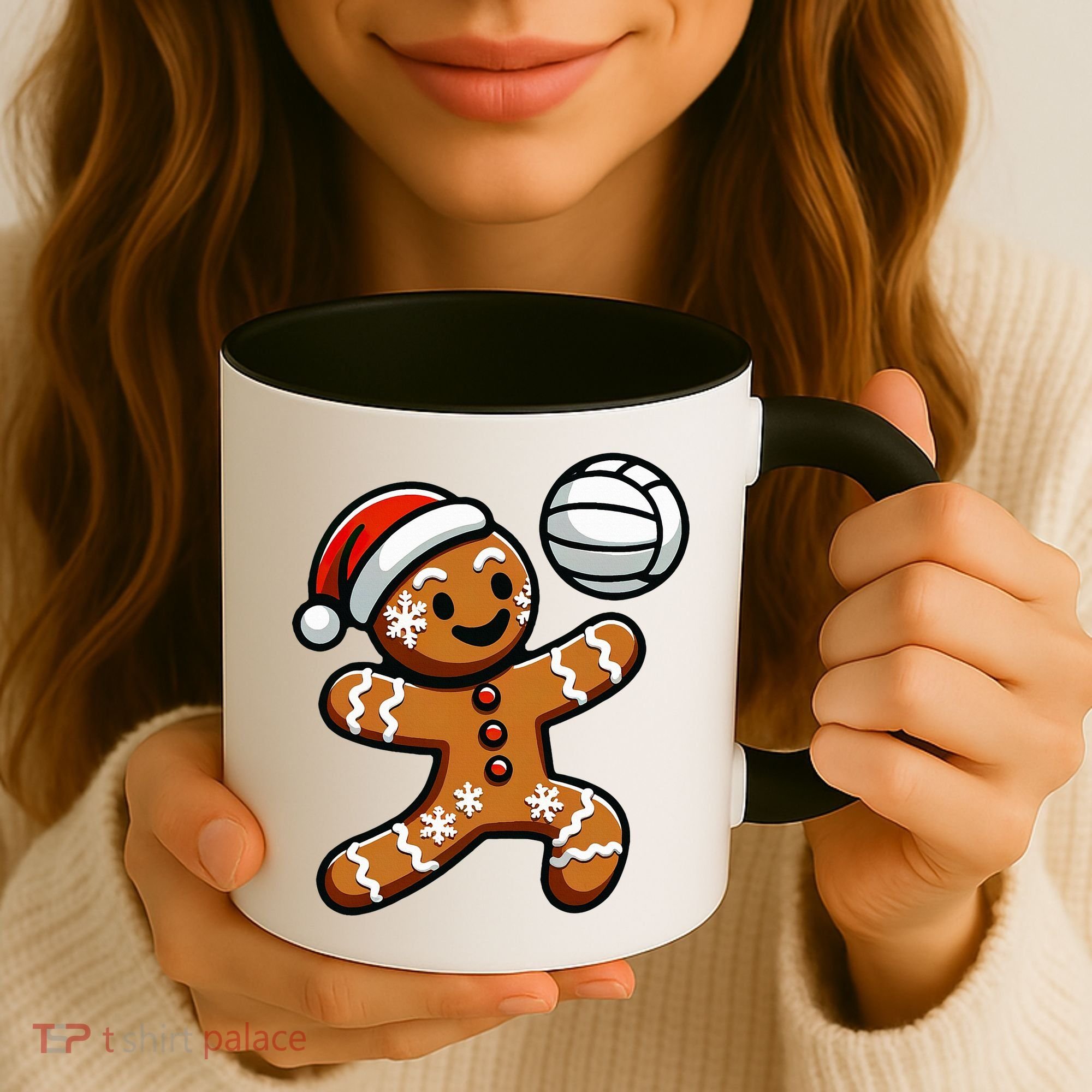 Cute Gingerbread Man Volleyball Christmas  Coffee Mug