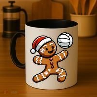 Cute Gingerbread Man Volleyball Christmas  Coffee Mug thumb 4