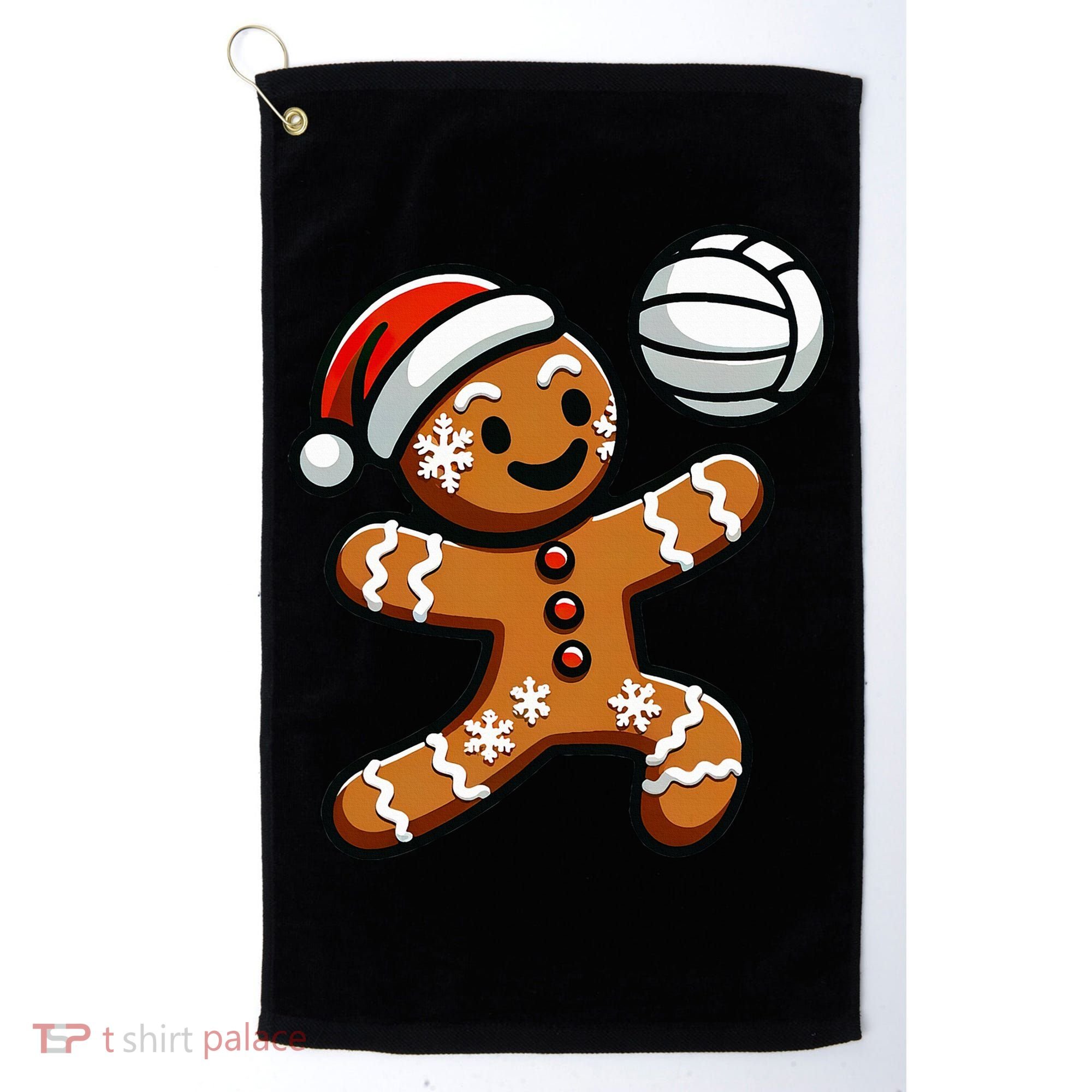 Cute Gingerbread Man Volleyball Christmas  Golf Towel