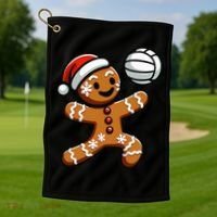 Cute Gingerbread Man Volleyball Christmas  Golf Towel thumb 1