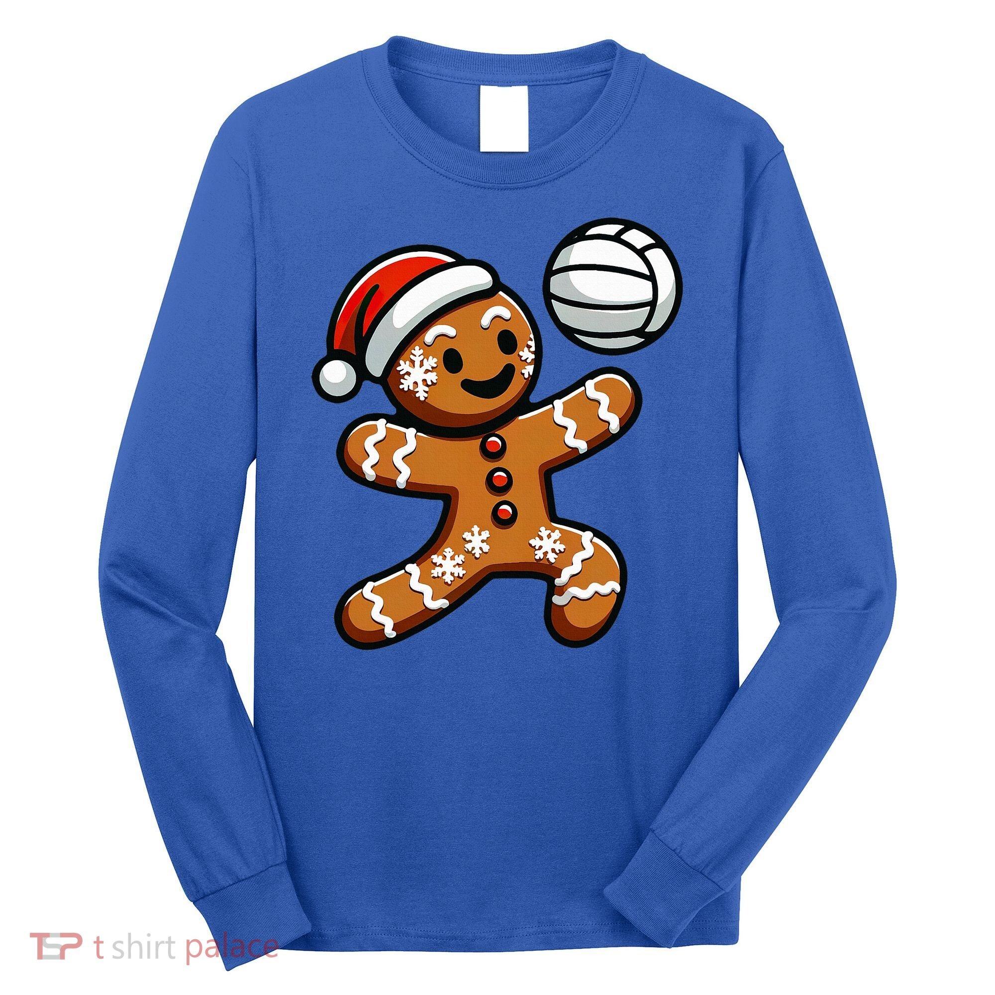 Cute Gingerbread Man Volleyball Christmas  Long Sleeve Shirt