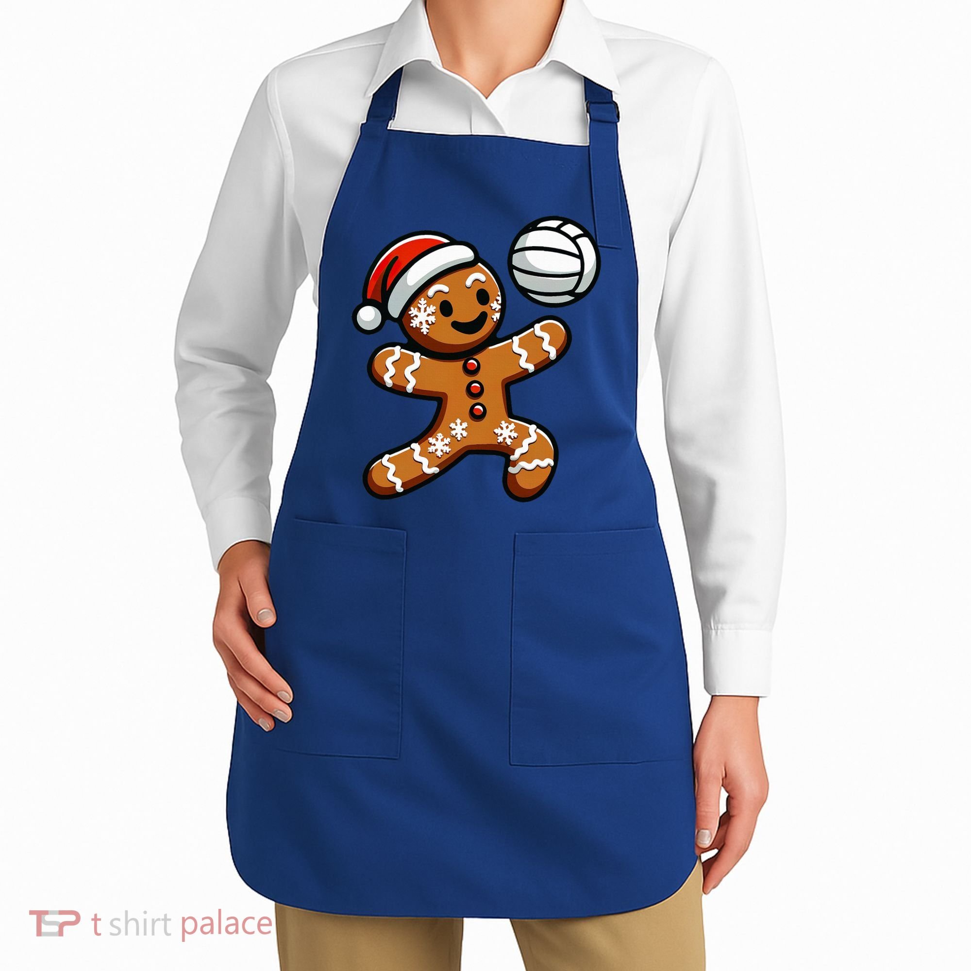 Cute Gingerbread Man Volleyball Christmas  Apron